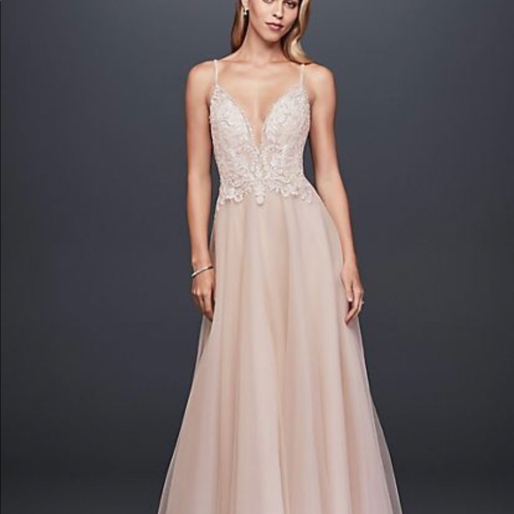 Galina Beaded Bodice Organza A-Line Wedding Dress - Picture 2 of 8